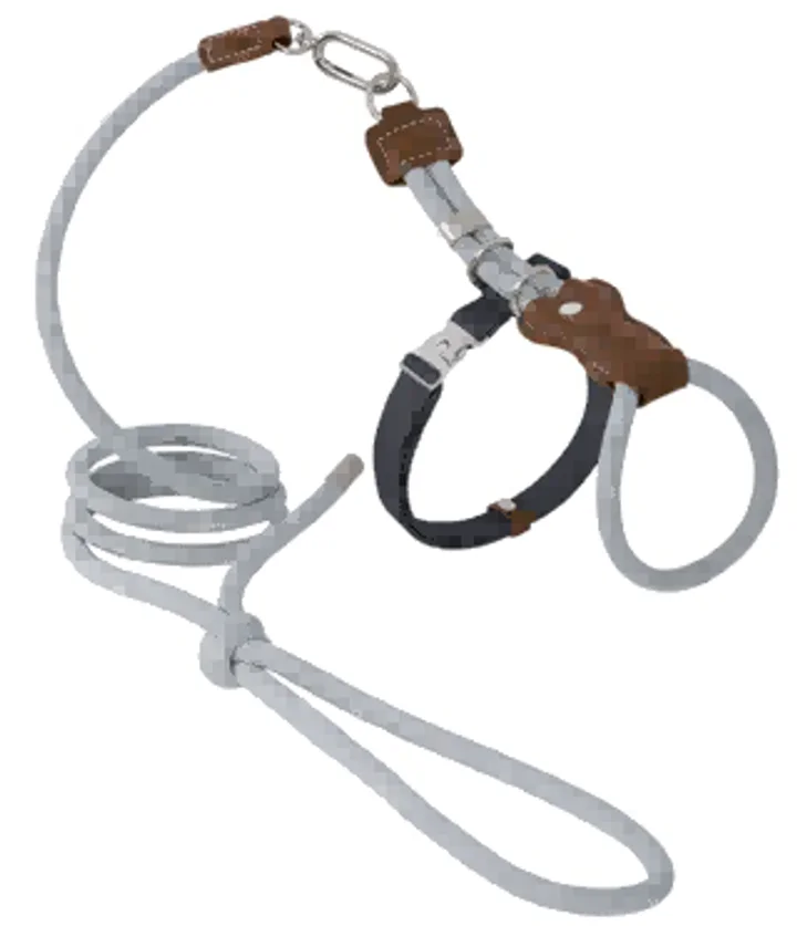 Leather Round Rope Cat Harness & Leash Set view 3